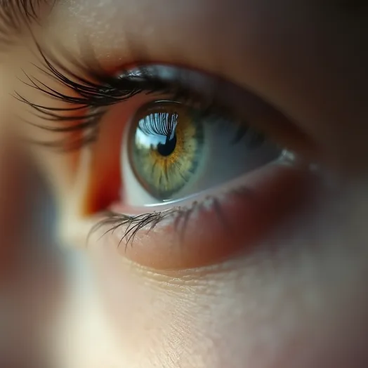 Close up of eye looking through lens